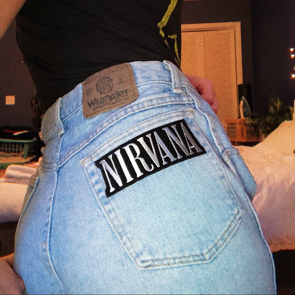 Handpainted jeans with patches!!